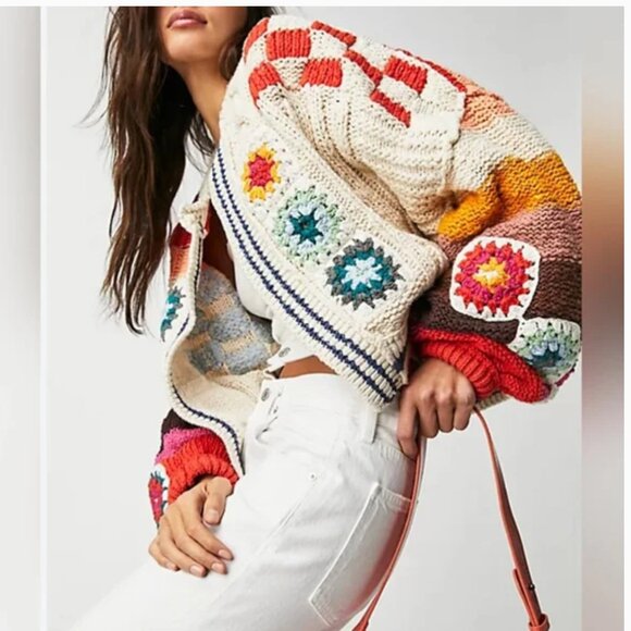 Free People Oversized Embroidered Cardigan size S - Picture 1 of 4